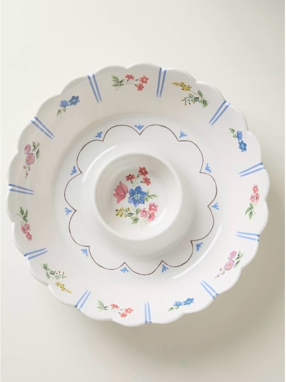 Anthropologie Annette Floral Melamine Chip and Dip Platter